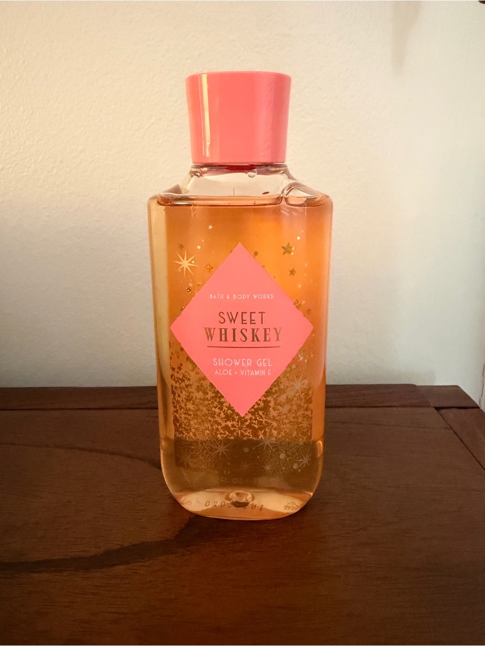 Bath & Body Works Sweet Whiskey Shower Gel - Coral Pink Cap, Amber Gel